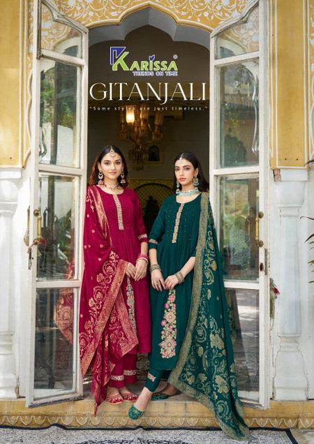 Gitanjali By Karissa Mal Chanderi Anarkali Kurti Set Wholesale Market In Surat